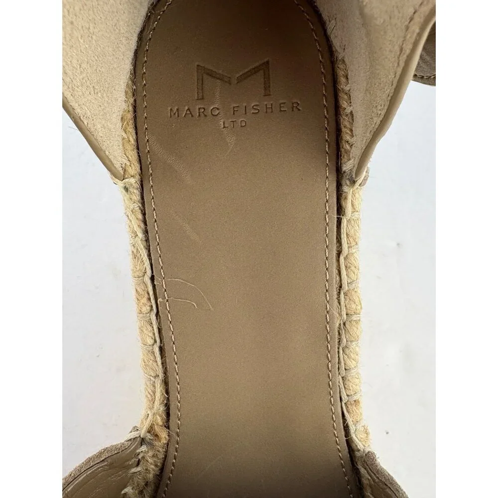 Marc Fisher Nelly Wedge Espadrille Sandal in Tan Taupe Suede Size 9.5